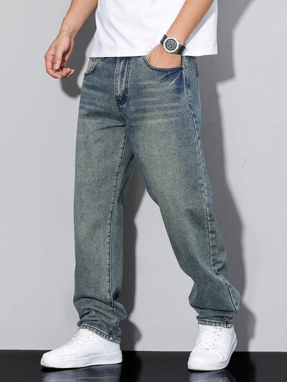 Men's Baggy Jeans Loose Fit Wide Leg Denim