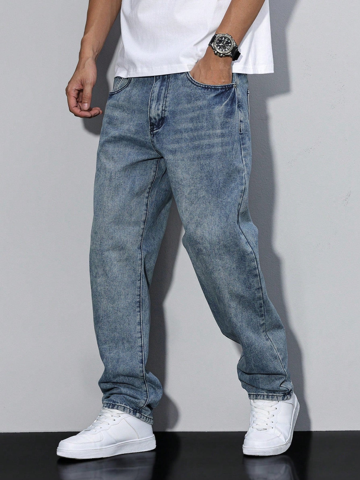 Men's Baggy Jeans Loose Fit Wide Leg Denim