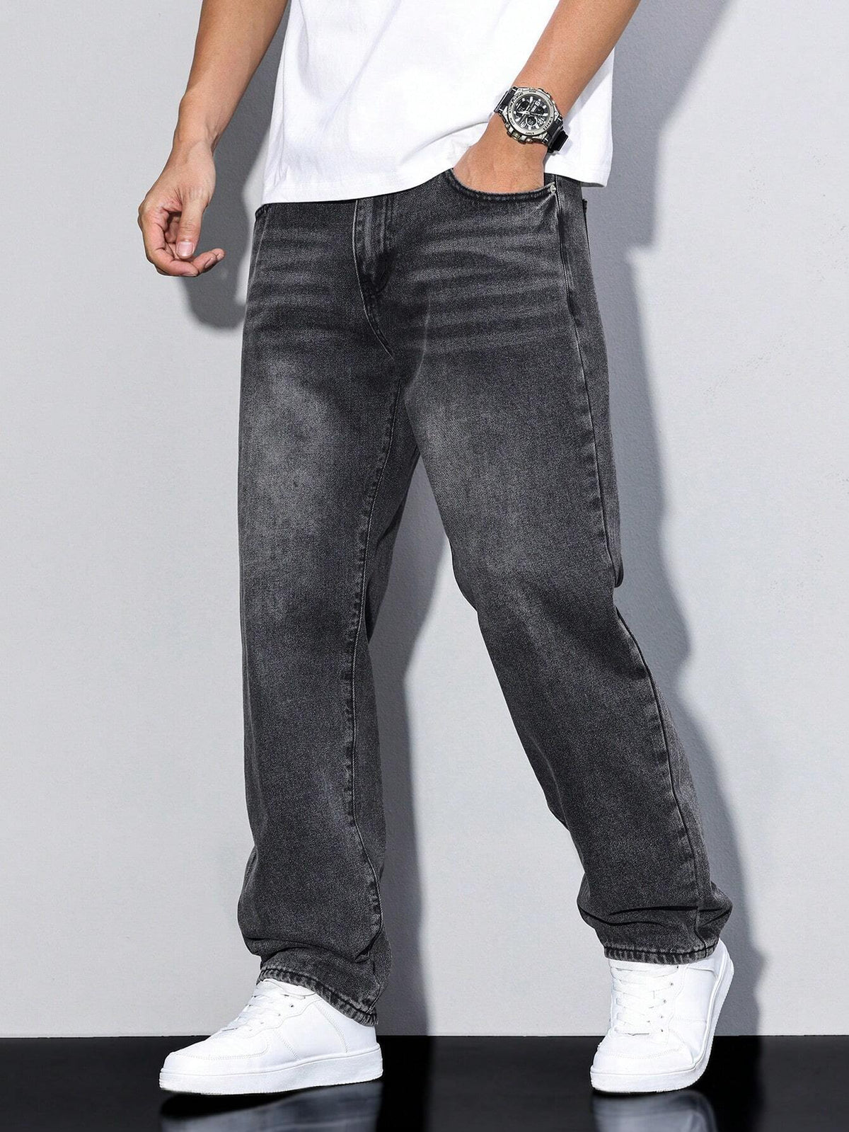 Men's Baggy Jeans Loose Fit Wide Leg Denim