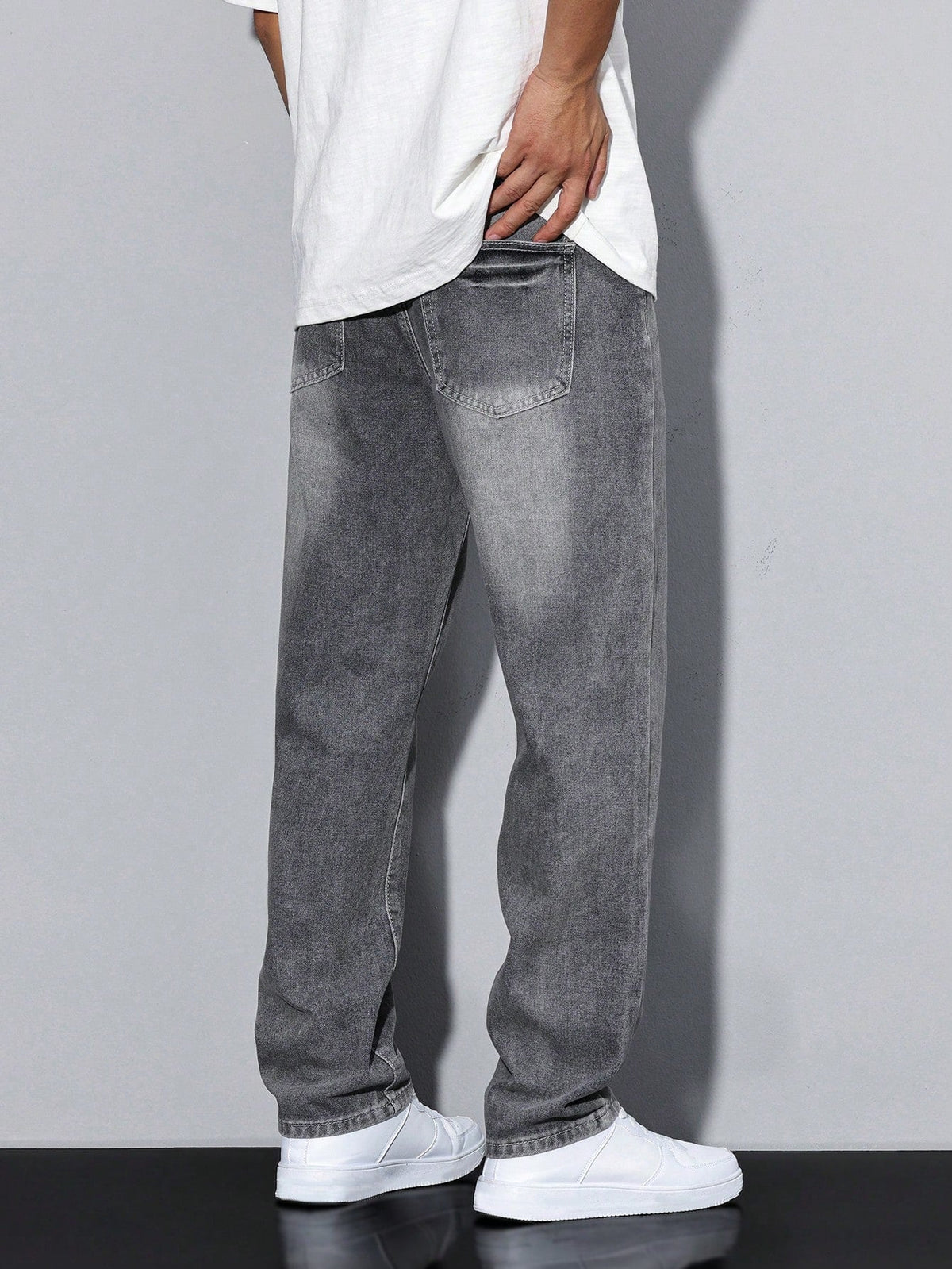 Men's Wide Leg Jeans Washed Baggy Denim Streetwear