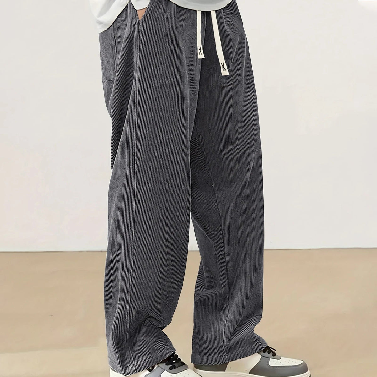 Men's Corduroy Pants Wide Leg Jogger Comfortable