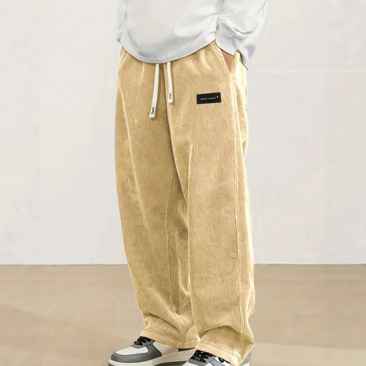 Men's Corduroy Pants Wide Leg Jogger Comfortable