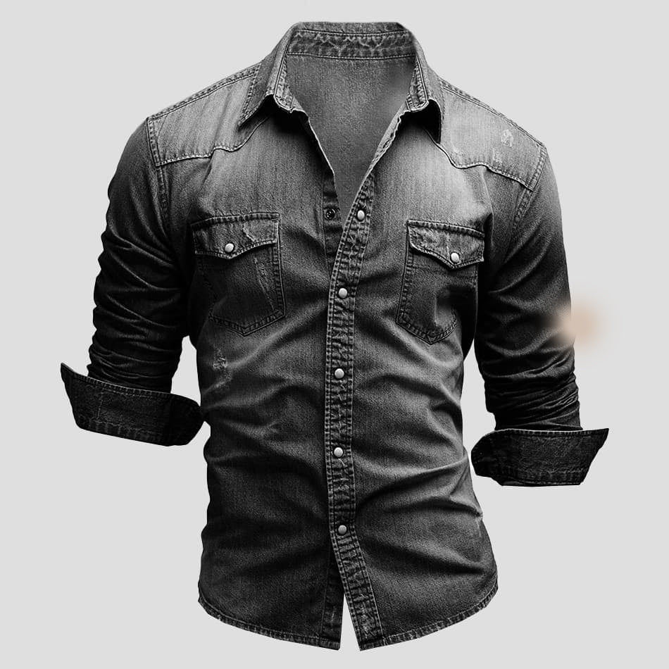 Denim Hemd Herren | Druckknopfleiste & Brusttaschen