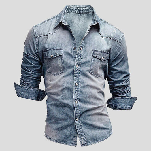 Denim Hemd Herren | Druckknopfleiste & Brusttaschen