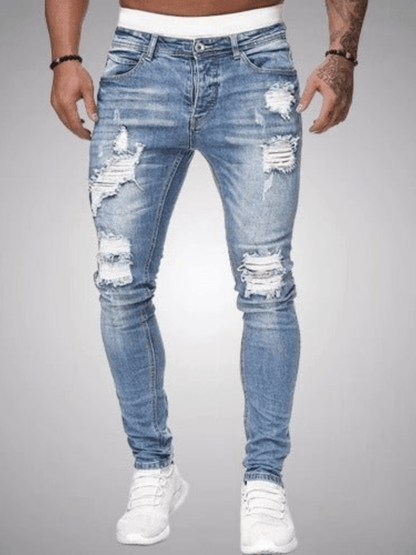 Men's Ripped Jeans Slim Fit Distressed Denim