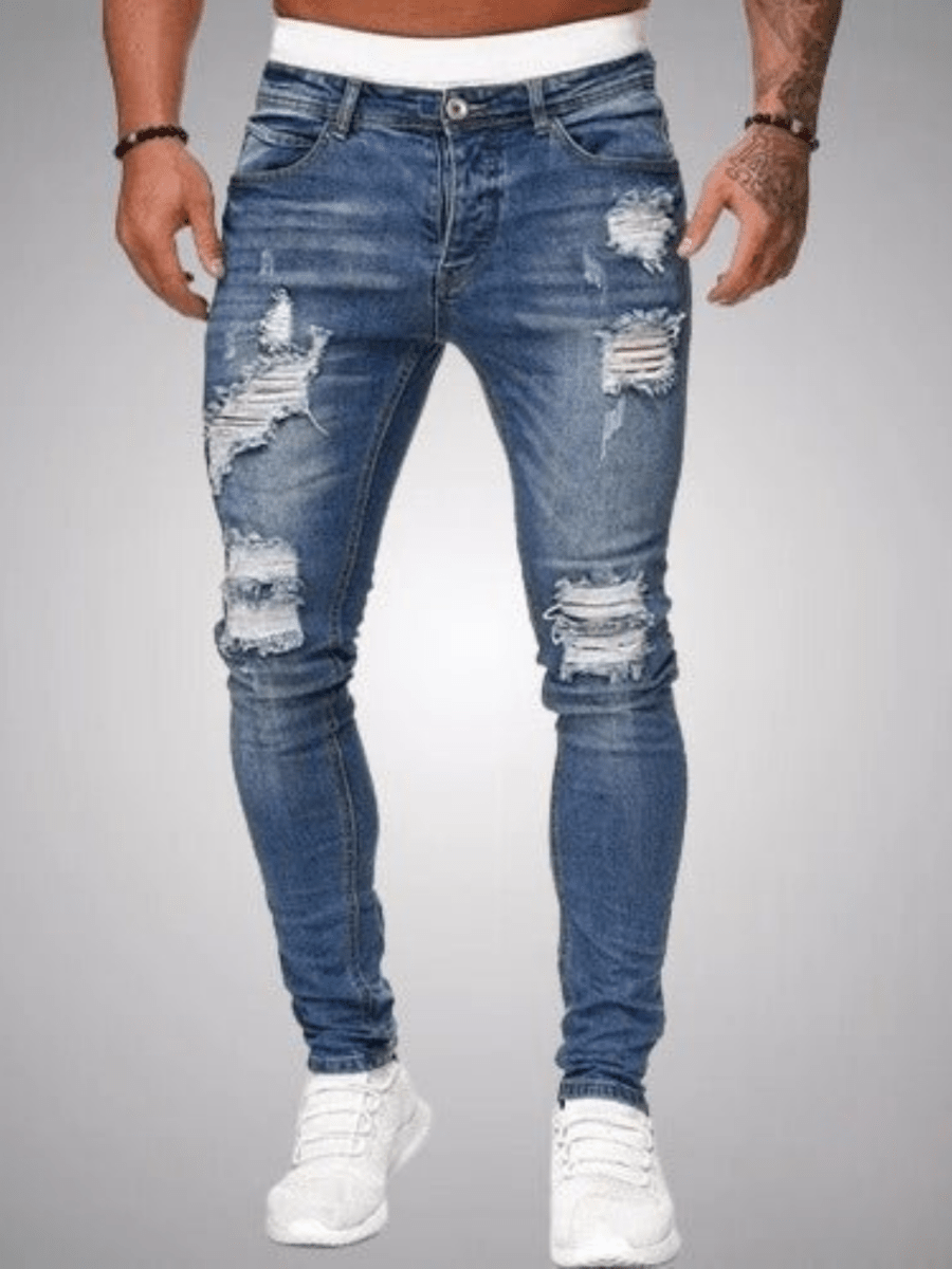 Men's Ripped Jeans Slim Fit Distressed Denim