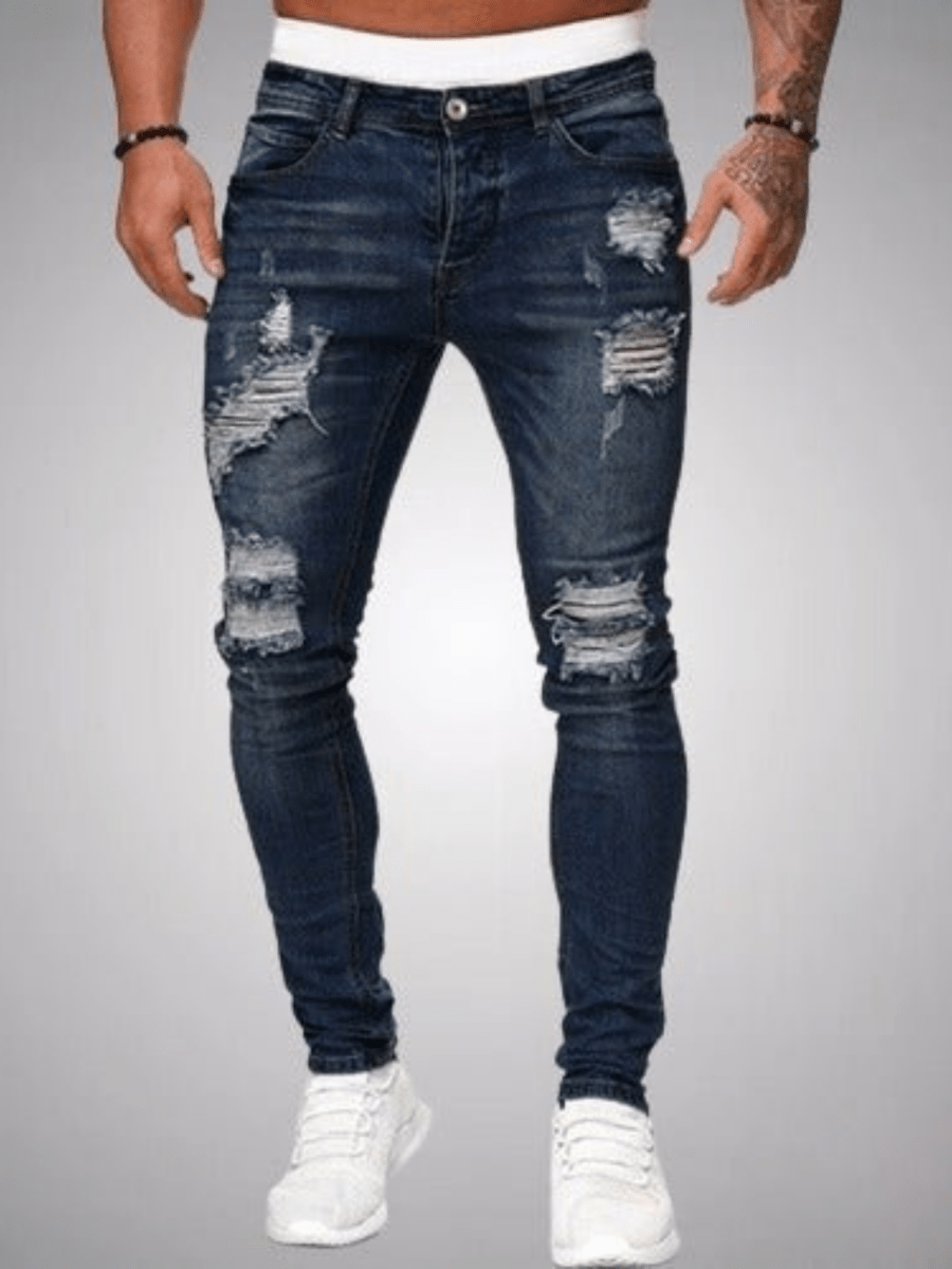 Men's Ripped Jeans Slim Fit Distressed Denim