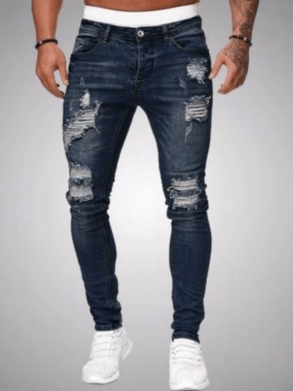 Men's Ripped Jeans Slim Fit Distressed Denim