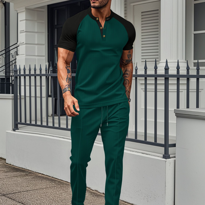 Men's Waffle Knit Lounge Set 2 Piece T-Shirt Jogger