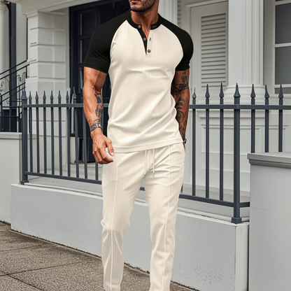 Men's Waffle Knit Lounge Set 2 Piece T-Shirt Jogger