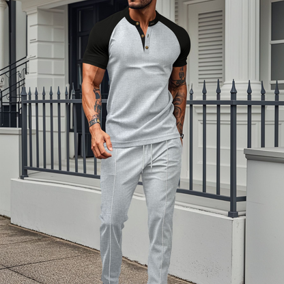 Men's Waffle Knit Lounge Set 2 Piece T-Shirt Jogger