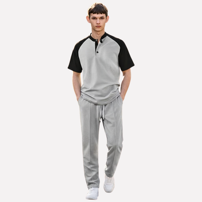 Men's Waffle Knit Lounge Set 2 Piece T-Shirt Jogger