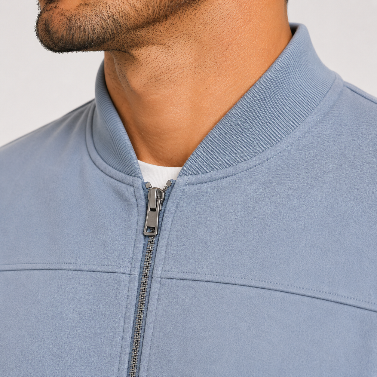 Men's Bomber Jacket Neutral Suede Lightweight Casual Outerwear