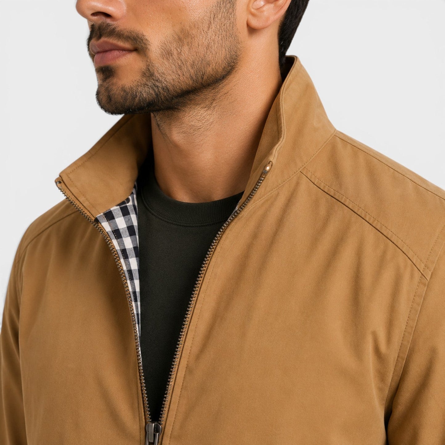 Men's Casual Jacket Lightweight Breathable Zip Front Neutral Fabric