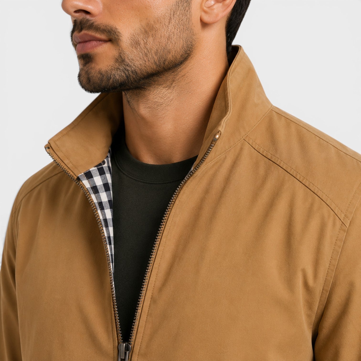 Men's Casual Jacket Lightweight Breathable Zip Front Neutral Fabric