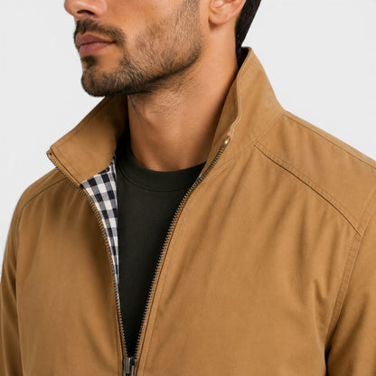 Men's Casual Jacket Lightweight Breathable Zip Front Neutral Fabric