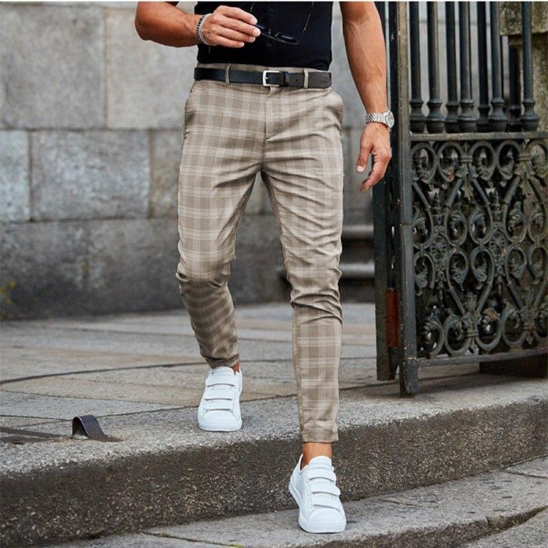 Men's Checked Stretch Trousers | Modern Comfortable Casual Fit Pants 1