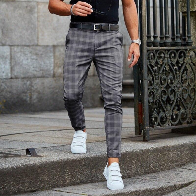 Men's Checked Stretch Trousers | Modern Comfortable Casual Fit Pants 3