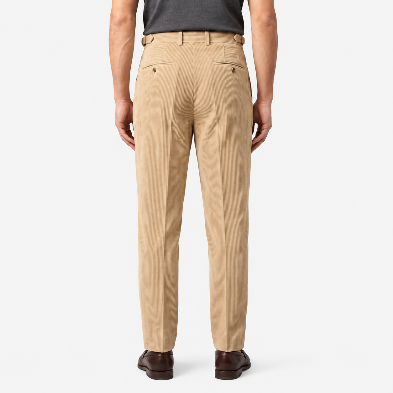 Men's Corduroy Trousers Grey Tailored Comfort Fit