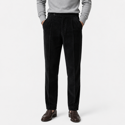 Men's Corduroy Trousers Grey Tailored Comfort Fit