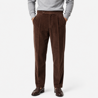 Men's Corduroy Trousers Grey Tailored Comfort Fit