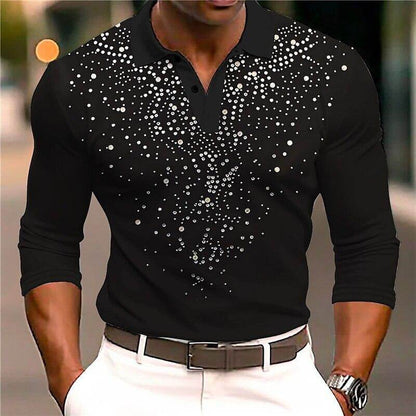 Men's Cotton Blend Long Sleeve Polo Shirt | Elegant Slim-Fit Casual Wear 0