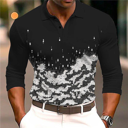 Men's Cotton Blend Long Sleeve Polo Shirt | Elegant Slim-Fit Casual Wear 1