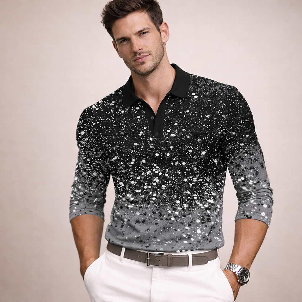 Men's Cotton Blend Long Sleeve Polo Shirt | Elegant Slim-Fit Casual Wear 4