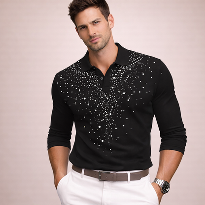 Men's Cotton Blend Long Sleeve Polo Shirt | Elegant Slim-Fit Casual Wear 5