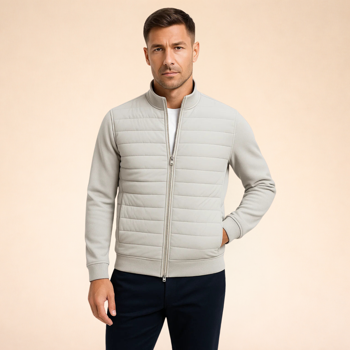 Men's Cotton Polyester Hybrid Puffer Jacket | Lightweight Comfortable Spring Outerwear 4
