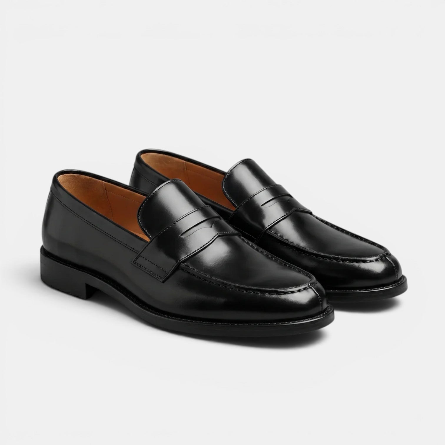 Men's Dress Shoes Brown Premium Leather Penny Loafers