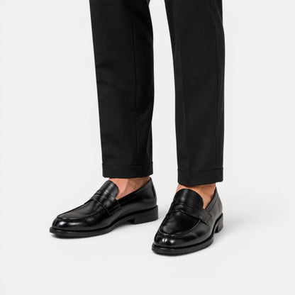 Men's Dress Shoes Brown Premium Leather Penny Loafers