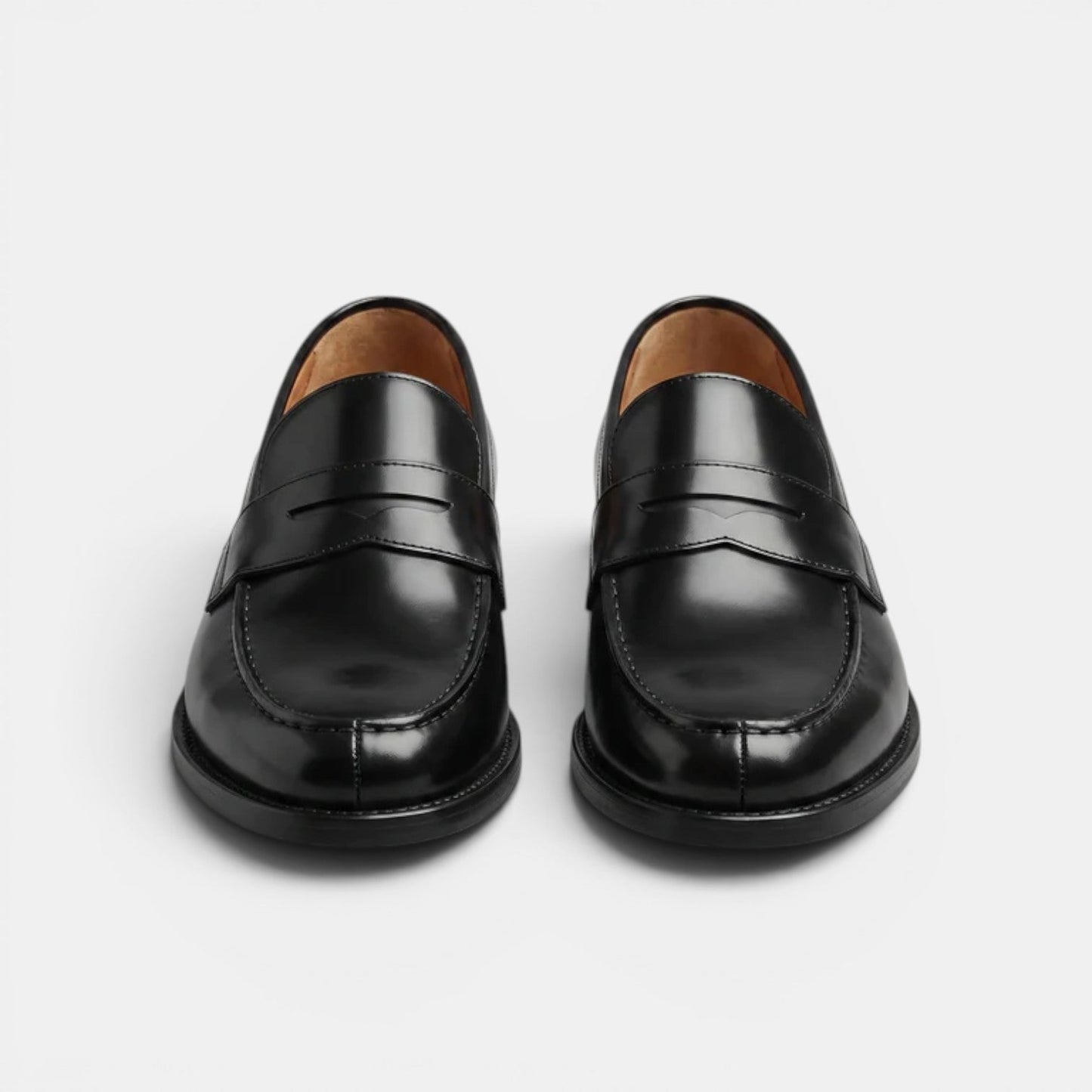 Men's Dress Shoes Brown Premium Leather Penny Loafers