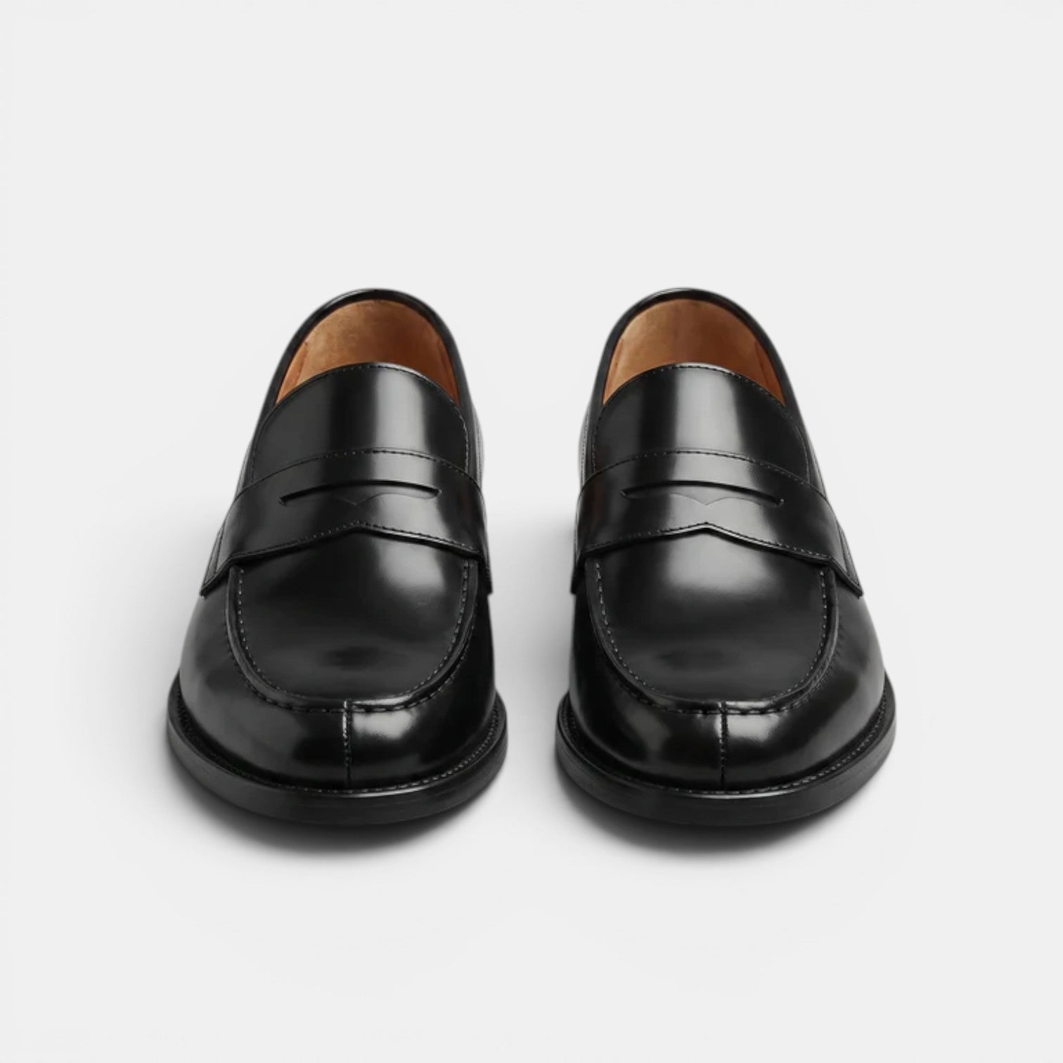 Men's Dress Shoes Brown Premium Leather Penny Loafers