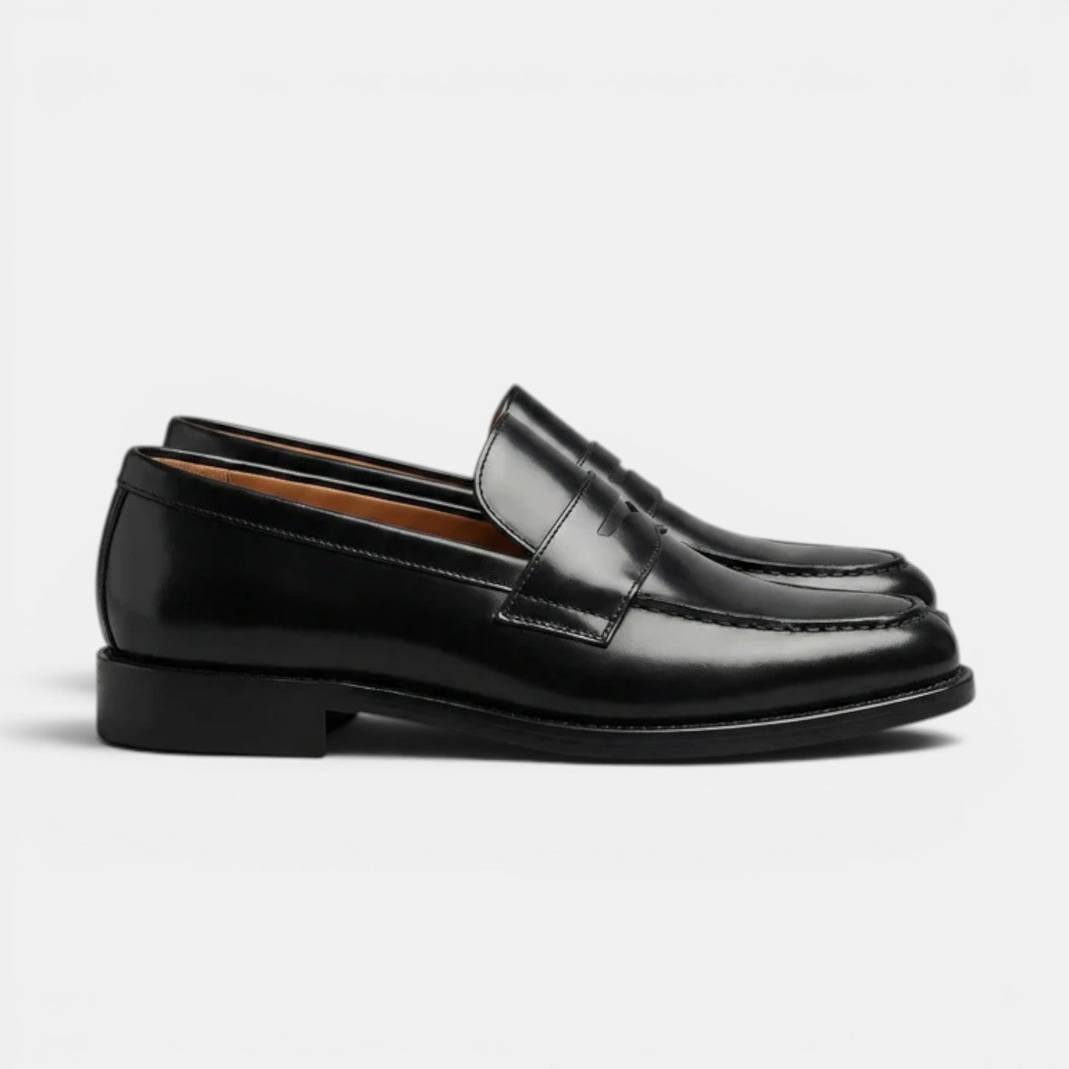 Men's Dress Shoes Brown Premium Leather Penny Loafers