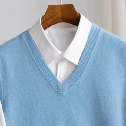 Men's Extrafine Merino Wool Sweater Vest | Lightweight V-Neck Layering Piece 1