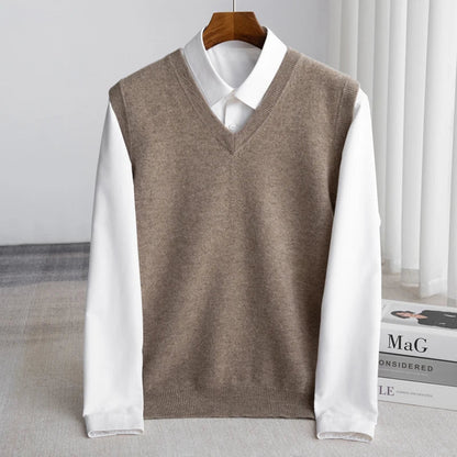 Men's Extrafine Merino Wool Sweater Vest | Lightweight V-Neck Layering Piece 2