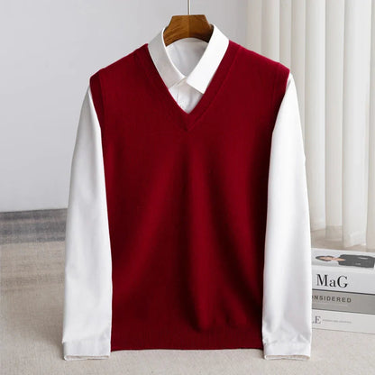Men's Extrafine Merino Wool Sweater Vest | Lightweight V-Neck Layering Piece 6