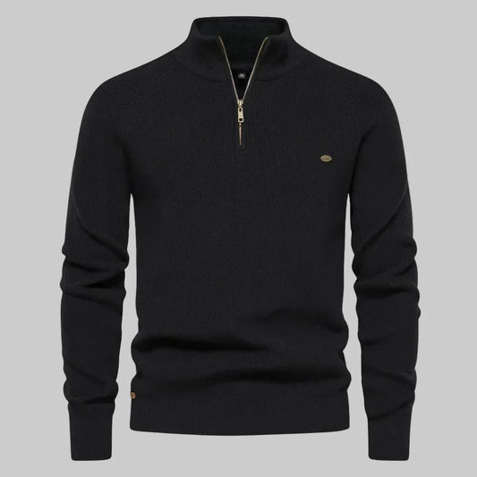 Men's Half Zip Knit Sweater Stand Collar Warm Pullover Smart