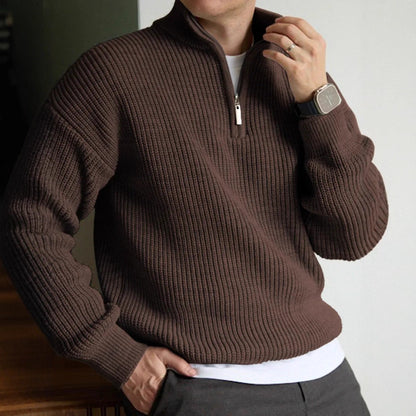 Men's Heavyweight Knit Quarter Zip Pullover | Stylish Structured Half Zip Sweatshirt 0