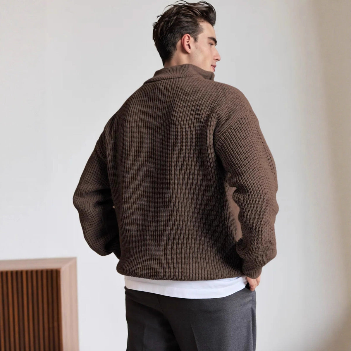 Men's Heavyweight Knit Quarter Zip Pullover | Stylish Structured Half Zip Sweatshirt 1