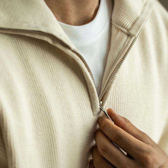 Men's Heavyweight Knit Quarter Zip Pullover | Stylish Structured Half Zip Sweatshirt 3