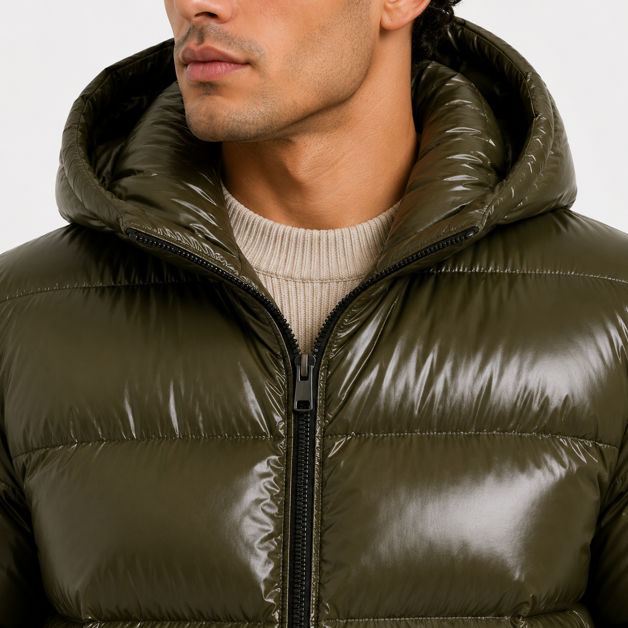 Men's Insulated Hooded Jacket Black Lightweight Polyester Winter Outerwear