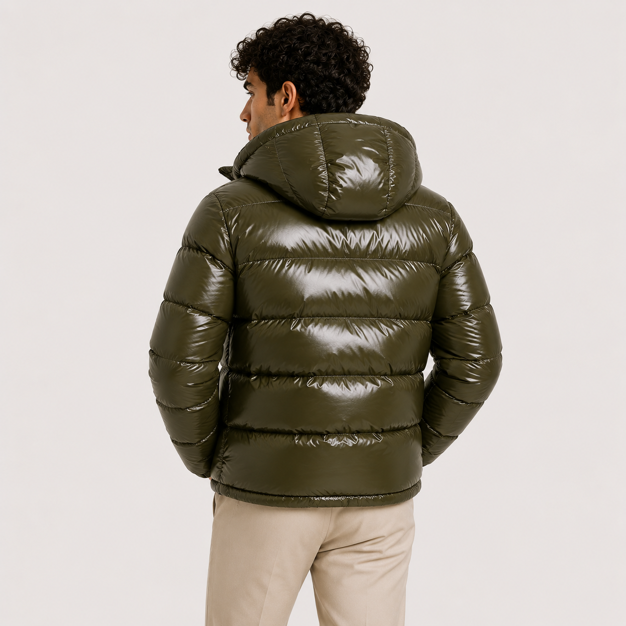 Men's Insulated Hooded Jacket Black Lightweight Polyester Winter Outerwear