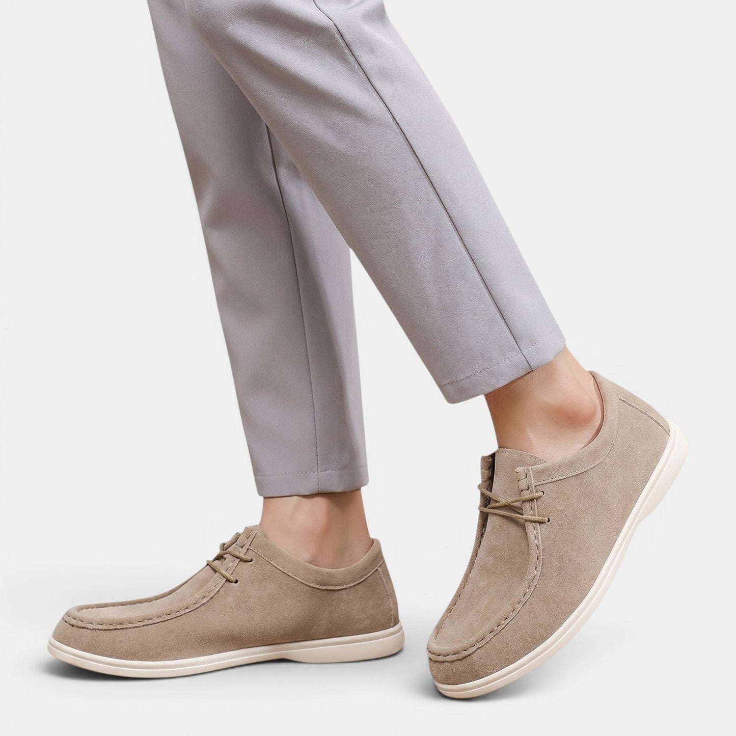 Men's Lace-Up Office Shoes Natural Suede Lightweight