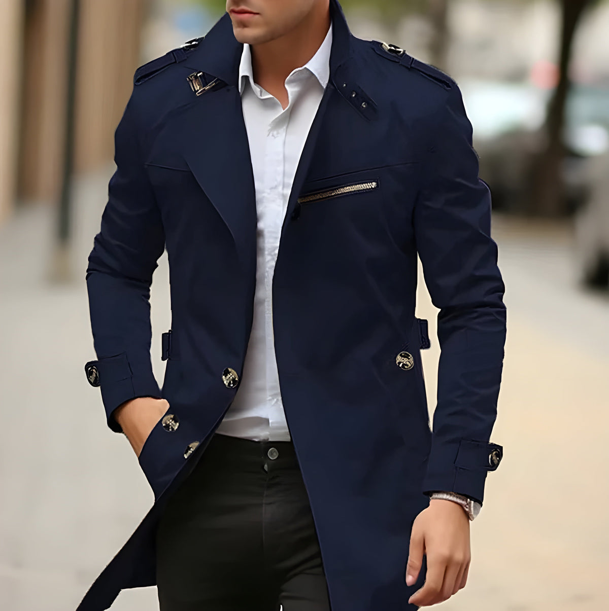 Men's Lightweight Black Trench Coat | Elegant Long Outerwear for All Seasons