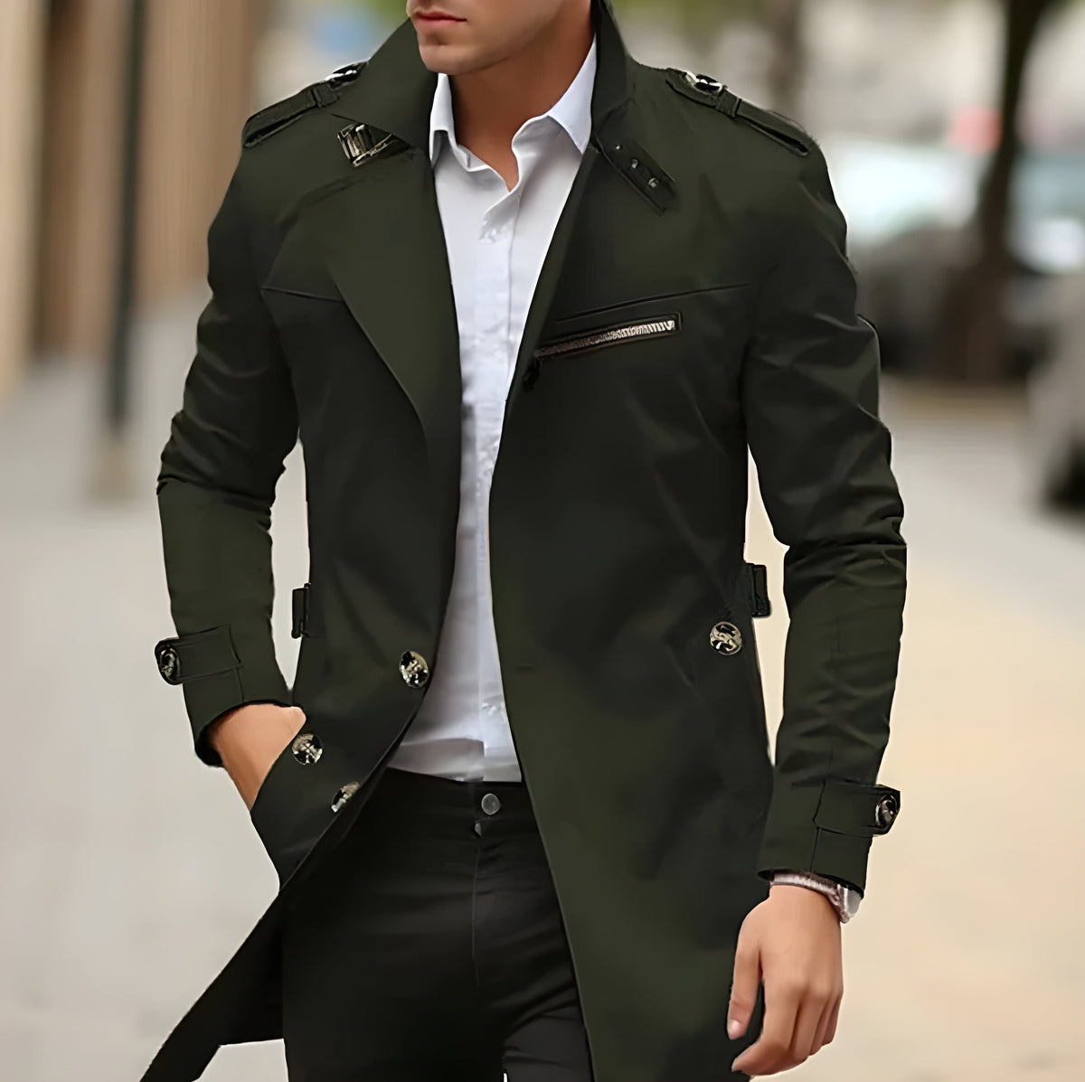 Men's Lightweight Black Trench Coat | Elegant Long Outerwear for All Seasons