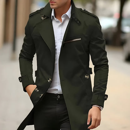 Men's Lightweight Black Trench Coat | Elegant Long Outerwear for All Seasons