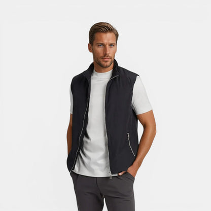 Men's Lightweight Bodywarmer Black Polyester Quilted Tailored Fit