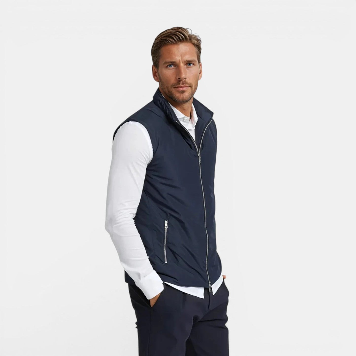 Men's Lightweight Bodywarmer Black Polyester Quilted Tailored Fit